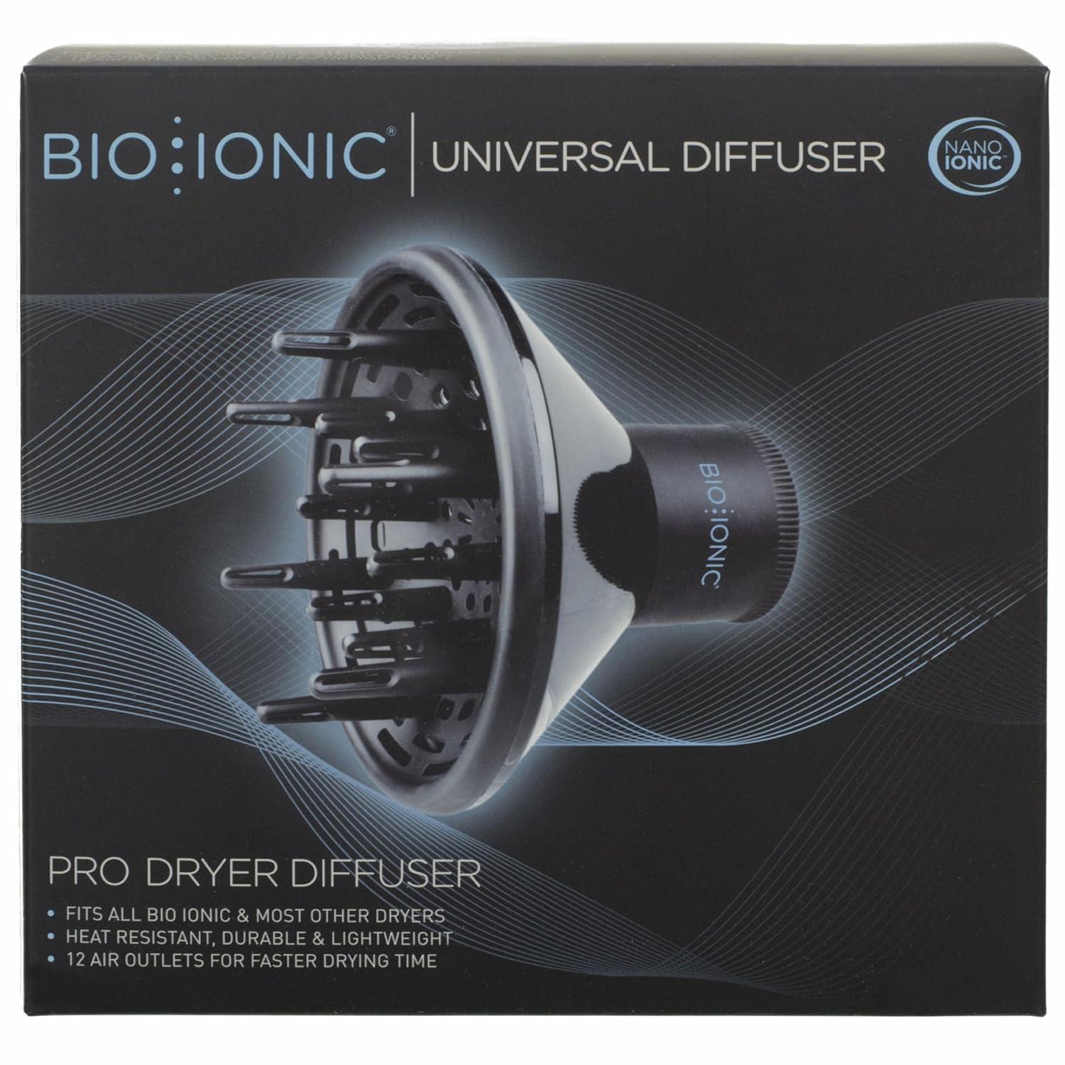 Bio Ionic Universal Diffuser – Fast-Drying Hair Dryer Attachment for Frizz Control & Shine – Fits 2.25″ Blow Dryers – Professional Styling Tool for All Hair Types