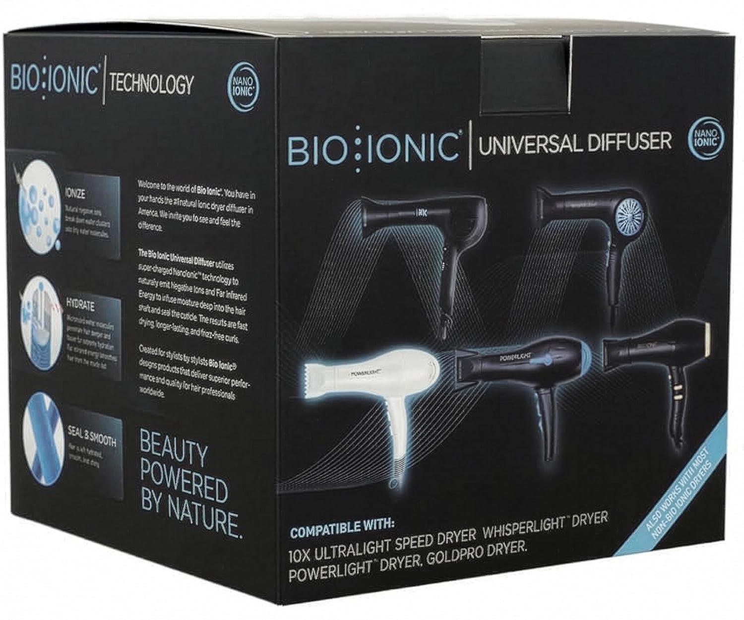Bio Ionic Universal Diffuser – Fast-Drying Hair Dryer Attachment for Frizz Control & Shine – Fits 2.25″ Blow Dryers – Professional Styling Tool for All Hair Types