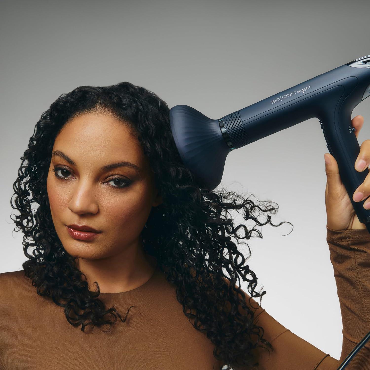 Bio Ionic Smart-X Hair Dryer with Diffuser, High-Efficiency Blow Dryer with 3 Heat & 3 Speed Settings, Diffuser Hair Dryer Gently Dries, Defines & Reduces Frizz, Self Cleaning Function(Blue)
