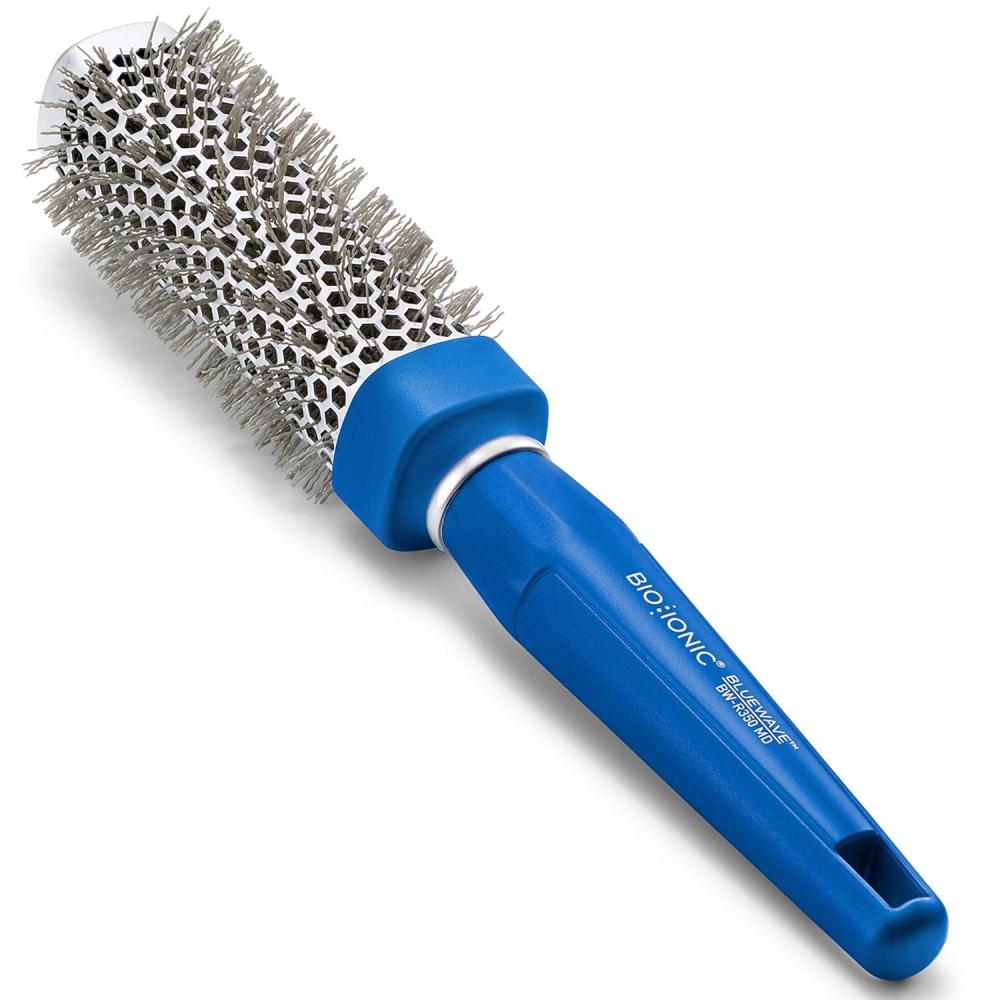 Bio Ionic BlueWave Conditioning Square-Round Brush – Create Volume & Smooth Hair Quickly, Crimped Bristles Add Root Tension, Styling Brush For Bouncy Blowouts, All Hair Types & Textures(1.25 Inch – Medium)