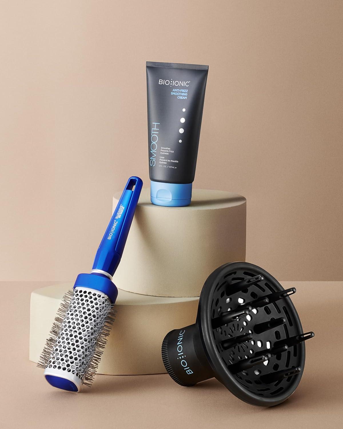 Bio Ionic BlueWave Conditioning Square-Round Brush – Create Volume & Smooth Hair Quickly, Crimped Bristles Add Root Tension, Styling Brush For Bouncy Blowouts, All Hair Types & Textures(1.25 Inch – Medium)