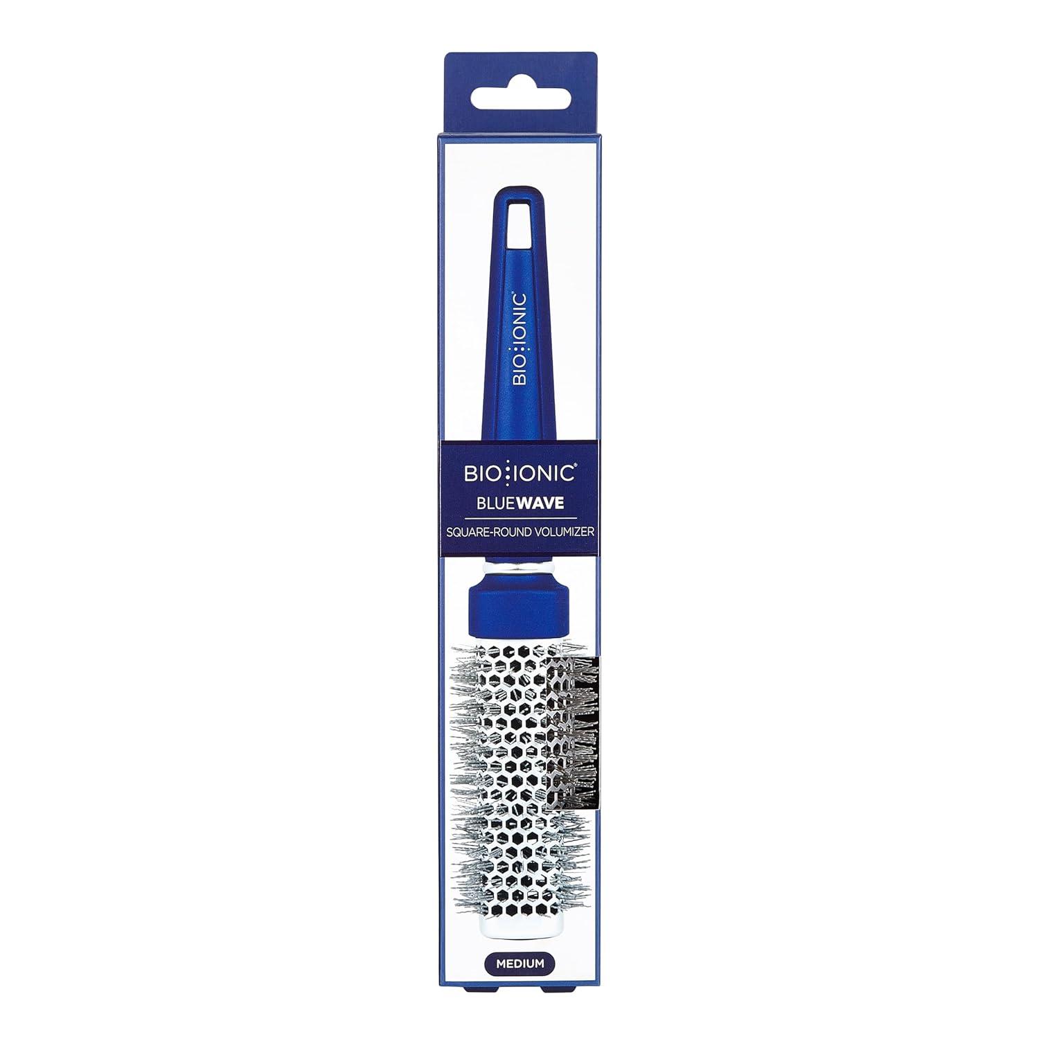 Bio Ionic BlueWave Conditioning Square-Round Brush – Create Volume & Smooth Hair Quickly, Crimped Bristles Add Root Tension, Styling Brush For Bouncy Blowouts, All Hair Types & Textures(1.25 Inch – Medium)