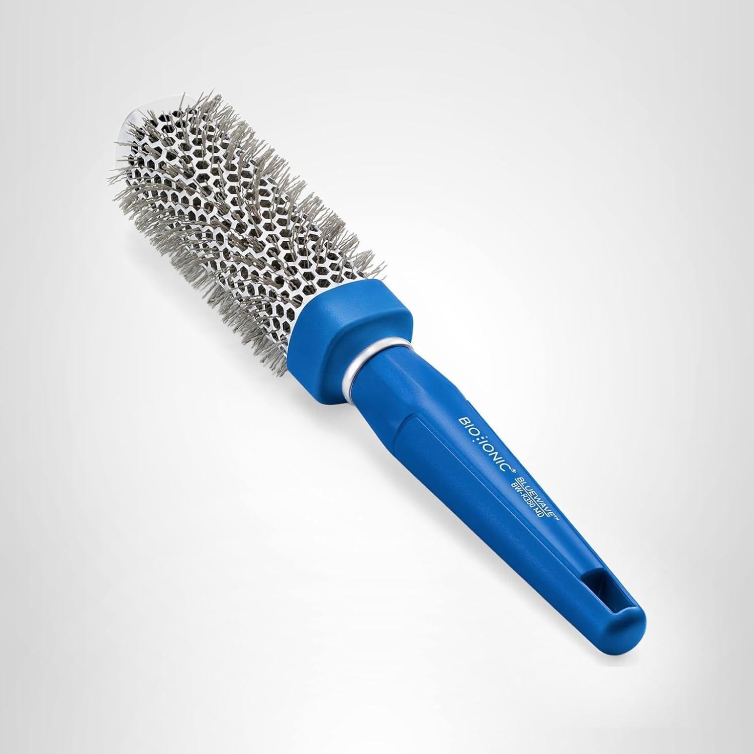 Bio Ionic BlueWave Conditioning Square-Round Brush – Create Volume & Smooth Hair Quickly, Crimped Bristles Add Root Tension, Styling Brush For Bouncy Blowouts, All Hair Types & Textures(1.25 Inch – Medium)