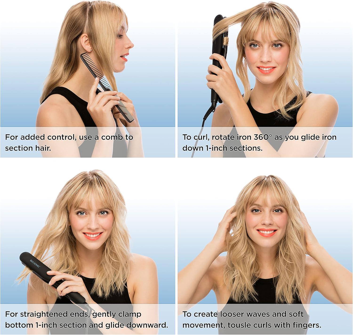 Onepass Nanoionic MX Styling Iron – Black by Bio Ionic for Women – 1 Inch Flat Iron