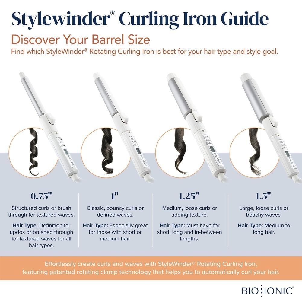 BIO Ionic StyleWinder Professional Rotating Curling Iron – Ceramic Curling Iron, 1 Hour Automatic Shut-Off, 440 °F Temperature Control Curling Wand for Healthier, Conditioned Curls(1 inch)
