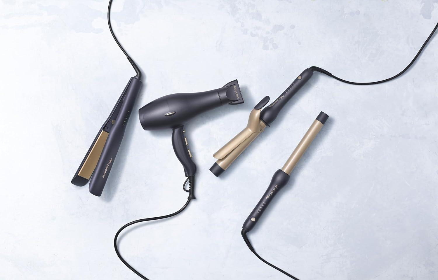 Bio Ionic GoldPro 1″ or 1.25 Curling Iron, Blue, Moisturizing Heat & 24K Gold MX, New & Improved 15% Longer Barrel Ceramic Curling Iron, Adjustable Heat, Versatile Curling Wand for Long-Lasting Curls(1 inch)