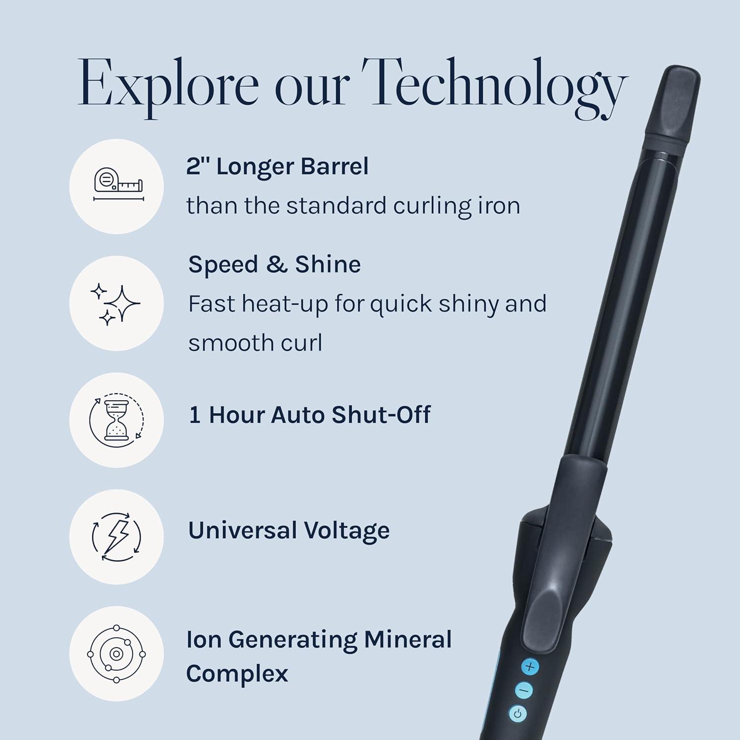 Bio Ionic Long Barrel Styler,Curling Iron with Moisture Heat Technology & NanoIonic MX, Verstatile Curling Wand(Black)