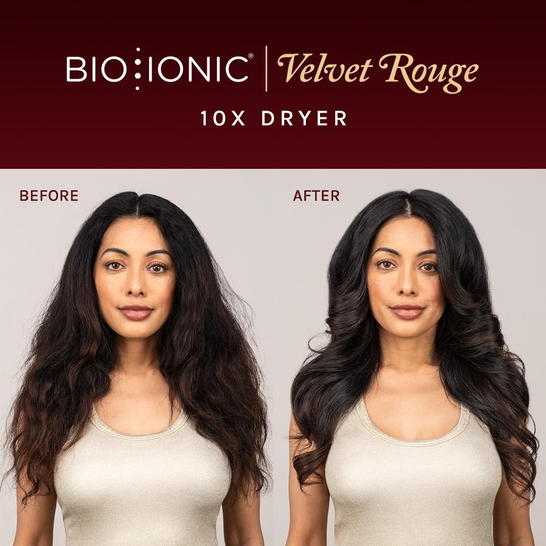 Bio Ionic 10X Ultralight Speed Hair Dryer, Blow Dryer with Adjustable Heat & Speed, Memory Function, Professional Hair Styling Tool for Fast, Frizz-Free Hairstyles(Velvet Rouge Limited Edition)