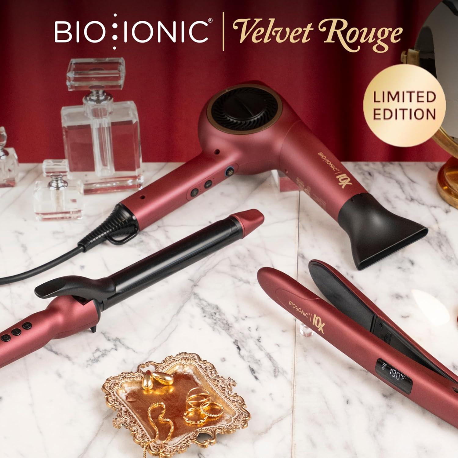 Bio Ionic 10X Ultralight Speed Hair Dryer, Blow Dryer with Adjustable Heat & Speed, Memory Function, Professional Hair Styling Tool for Fast, Frizz-Free Hairstyles(Velvet Rouge Limited Edition)