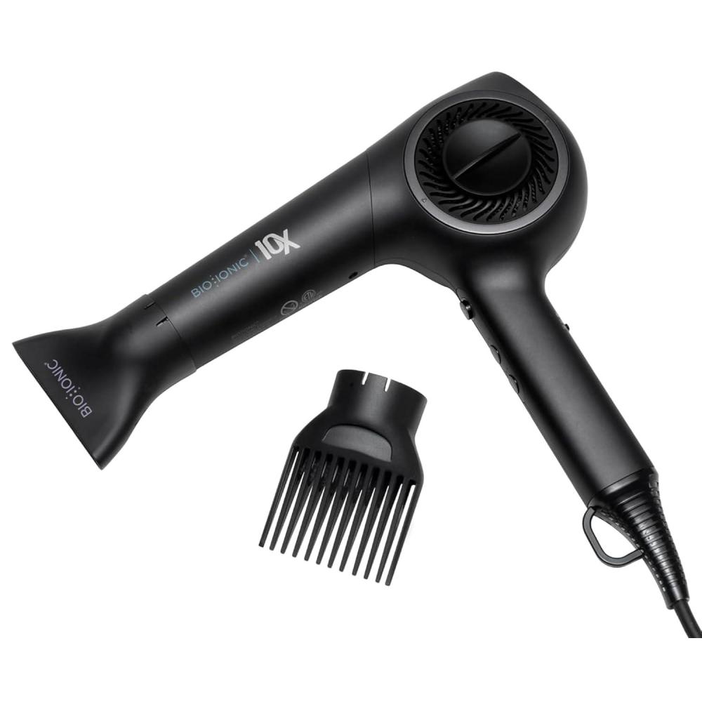 Bio Ionic 10X Ultralight Speed Hair Dryer, Blow Dryer with Adjustable Heat & Speed, Memory Function, Professional Hair Styling Tool for Fast, Frizz-Free Hairstyles(Black)