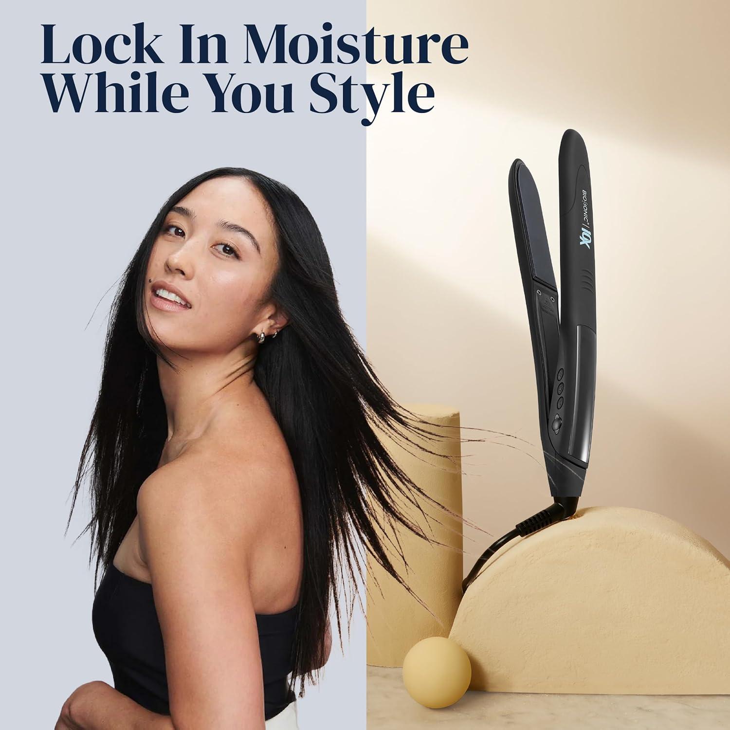 Bio Ionic 10X Styling Iron, 1″ Hair Straightener with Moisturizing Heat Technology, Flat Iron for 10-Minute Styling, Hair Straightener and Curler