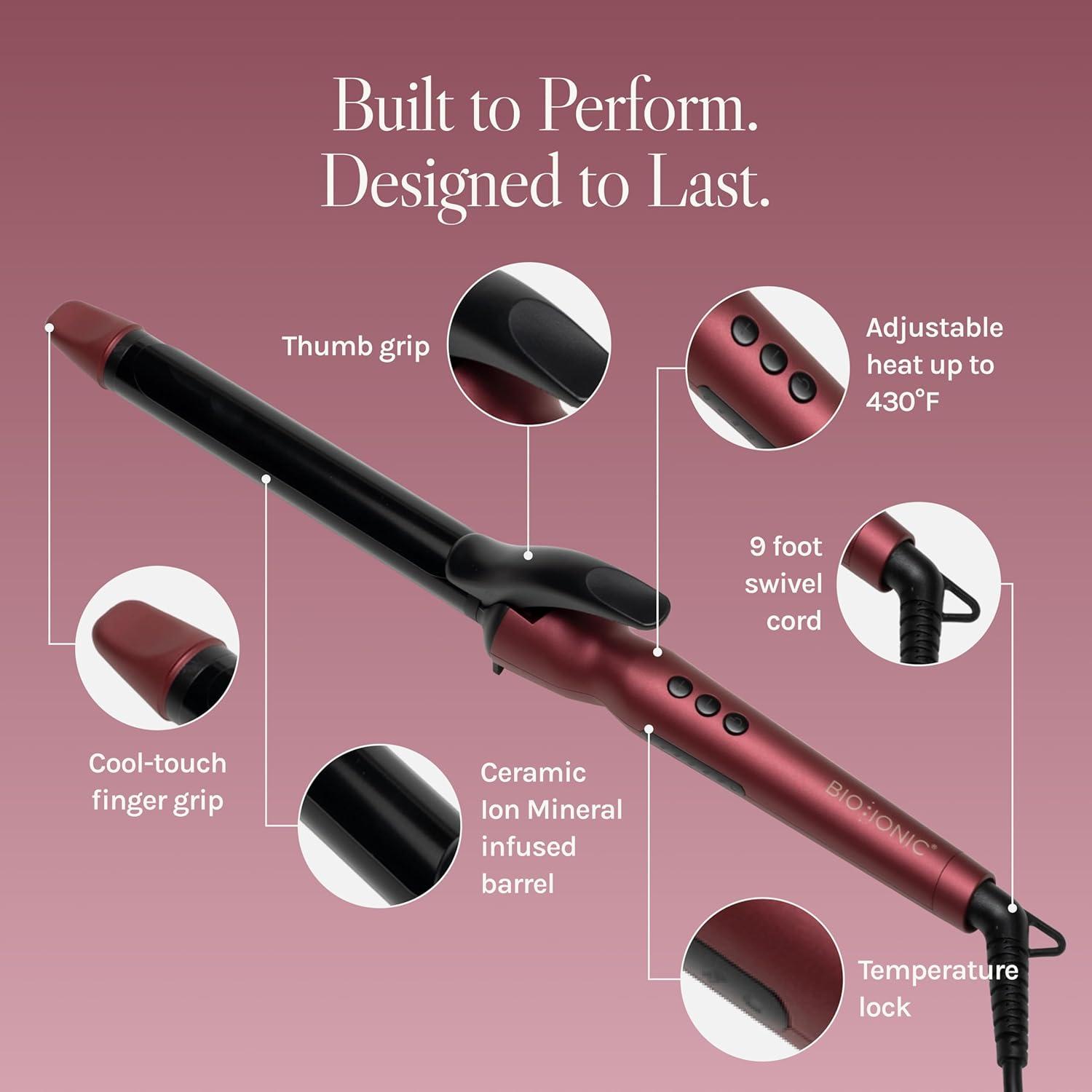 Bio Ionic Long Barrel Styler,Curling Iron with Moisture Heat Technology & NanoIonic MX, Verstatile Curling Wand(Velvet Rouge Limited Edition)