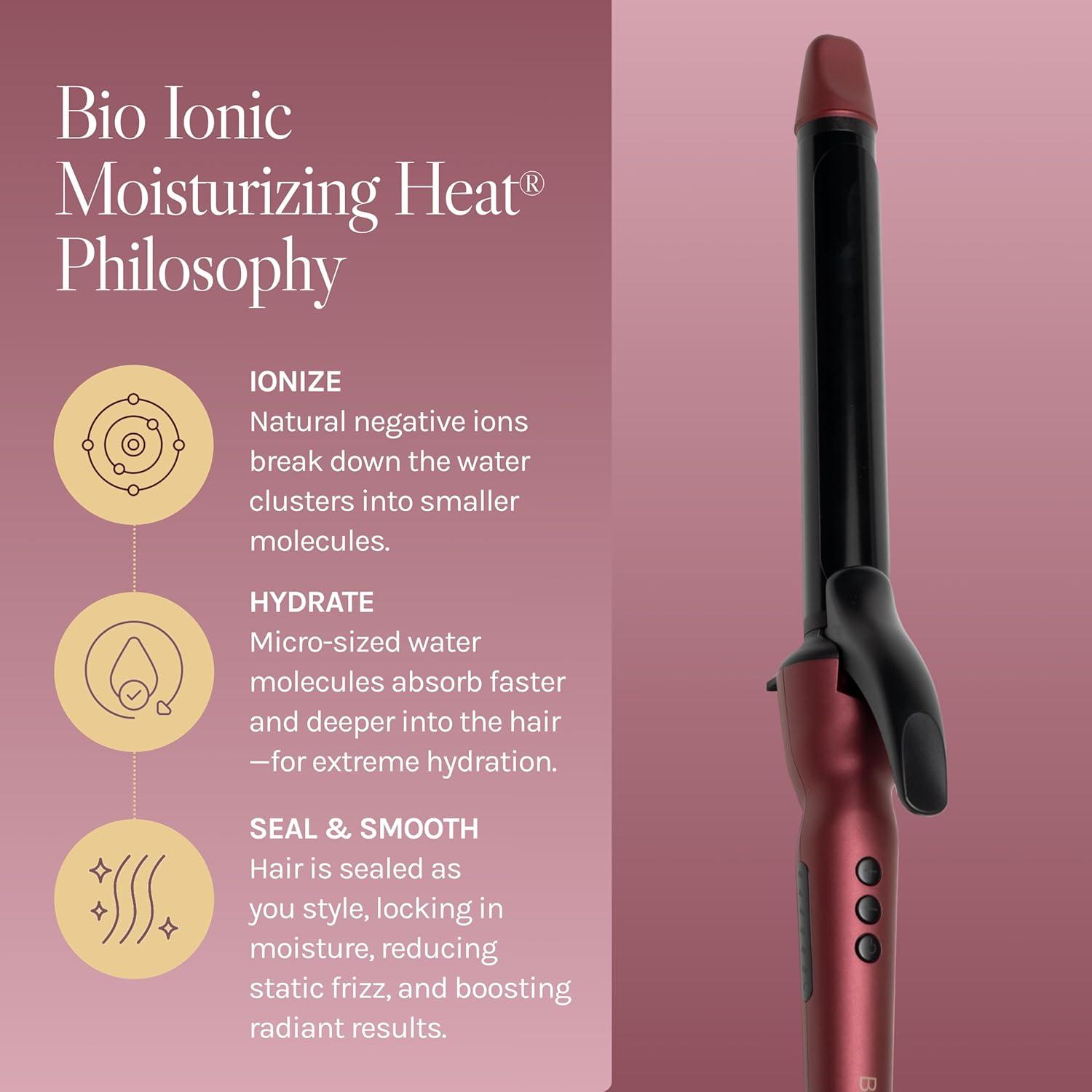Bio Ionic Long Barrel Styler,Curling Iron with Moisture Heat Technology & NanoIonic MX, Verstatile Curling Wand(Velvet Rouge Limited Edition)