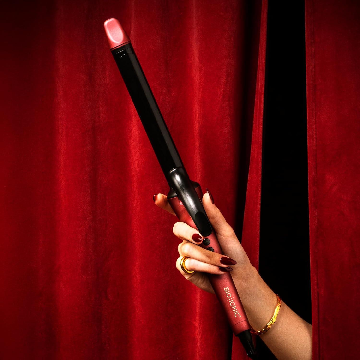 Bio Ionic Long Barrel Styler,Curling Iron with Moisture Heat Technology & NanoIonic MX, Verstatile Curling Wand(Velvet Rouge Limited Edition)