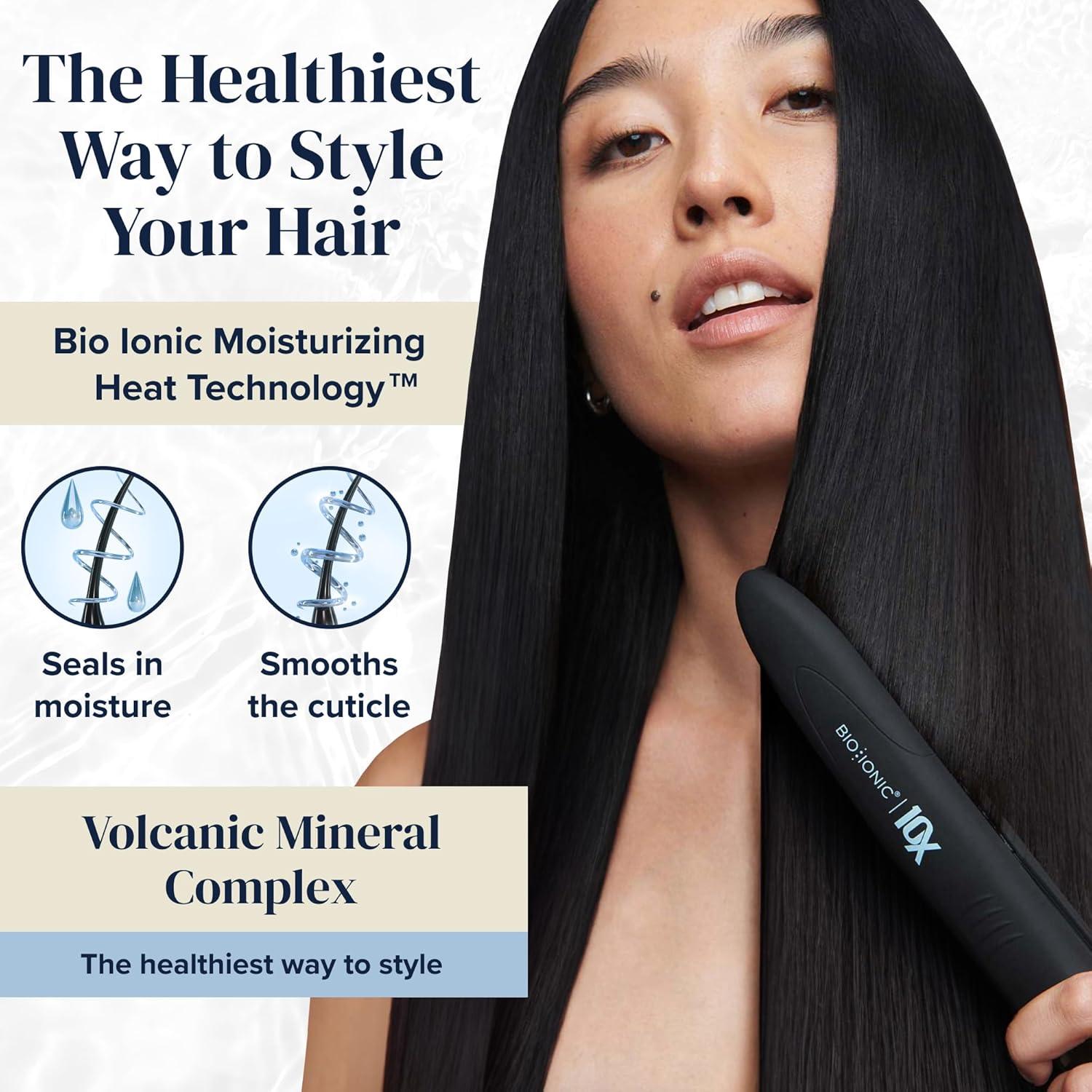Bio Ionic 10X Styling Iron, 1″ Hair Straightener with Moisturizing Heat Technology, Flat Iron for 10-Minute Styling, Hair Straightener and Curler, Soft Amethyst
