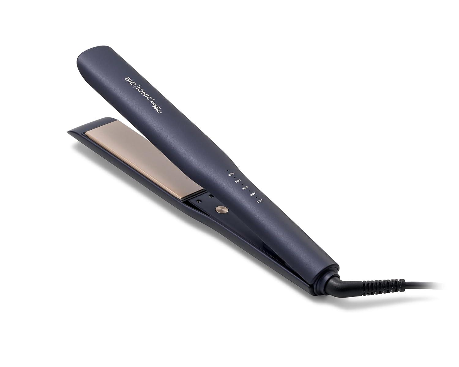 Bio Ionic GoldPro Hair Straightener, Blue, Moisturizing Heat Technology & 24K Gold MX, Hair Straightening Iron for Sleek Styles & Flat Iron Curls, 40% Longer Plates, Adjustable Heat(Blue)