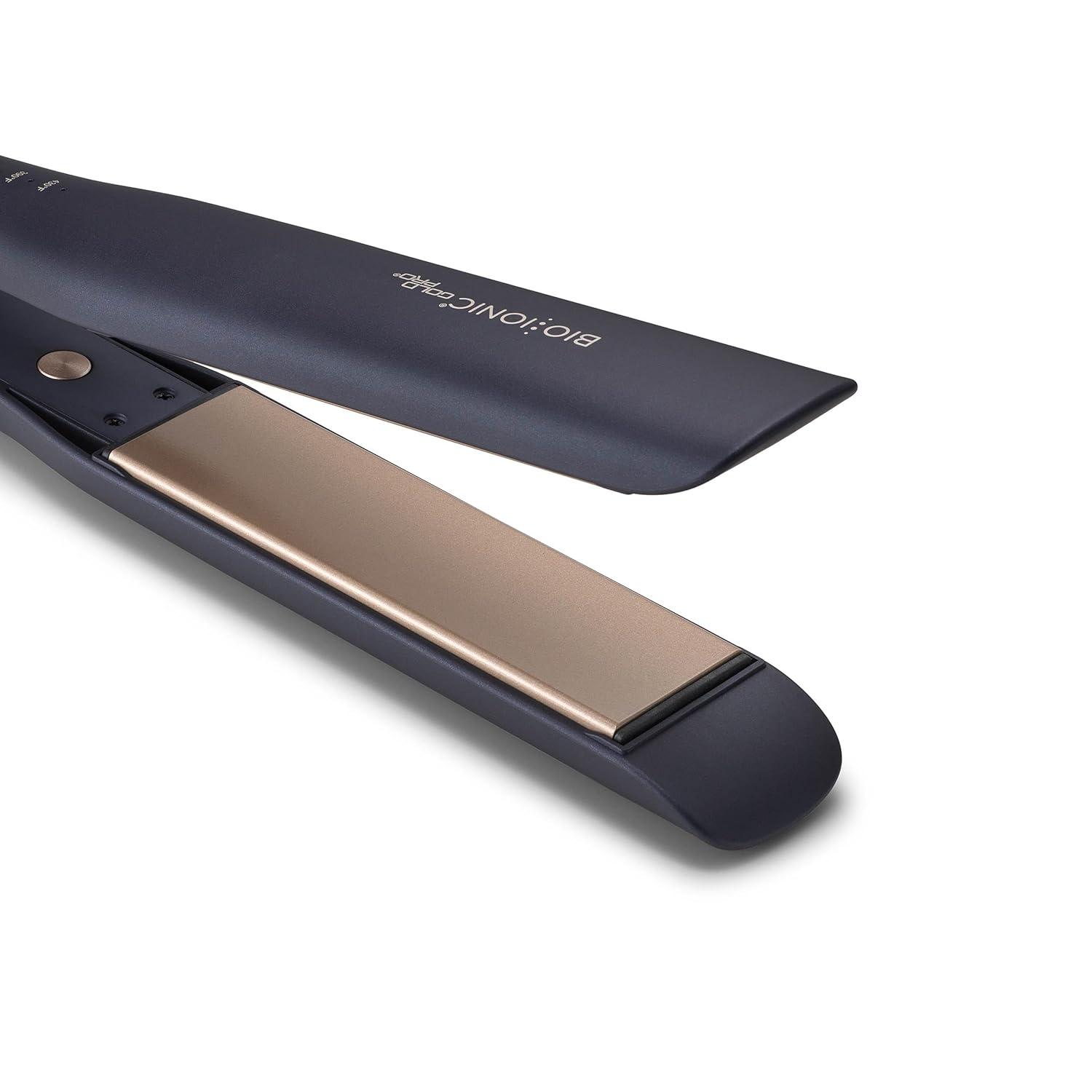 Bio Ionic GoldPro Hair Straightener, Blue, Moisturizing Heat Technology & 24K Gold MX, Hair Straightening Iron for Sleek Styles & Flat Iron Curls, 40% Longer Plates, Adjustable Heat(Blue)